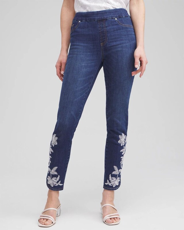 Embroidered Pull-on Ankle Jeggings - image 1